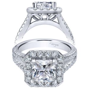 Taryn 14k White Gold Princess Cut Halo Engagement Ring TE9783W44JJ 