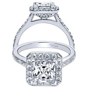 Taryn 14k White Gold Princess Cut Halo Engagement Ring TE9784W44JJ 