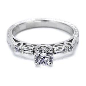 Tacori Platinum Hand Engraved Engagement Ring HT2222