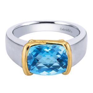 Gabriel Fashion Silver / 18 Karat Two-Tone Color Solitaire Ladies' Ring LR6148MYJBT