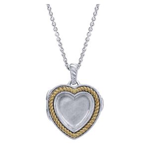 Gabriel Fashion Silver / 18 Karat Two-Tone Treasure Chests Locket Necklace NK2705MYJGL