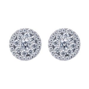 Gabriel Fashion 14 Karat Clustered Diamonds Stud Earrings EG11194W44JJ