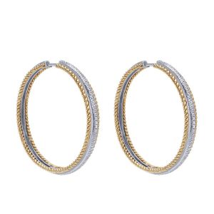 Gabriel Fashion 14 Karat Two-Tone Hoops Classic Earrings EG10345M45JJ