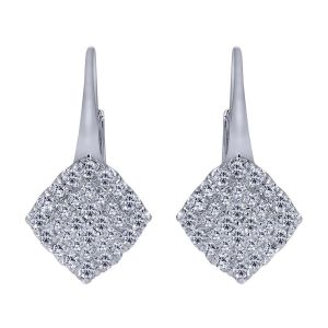 Gabriel Fashion 14 Karat Clustered Diamonds Leverback Earrings EG12174W45JJ