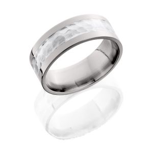 Lashbrook 8F14/SS HAMMER-POLISH Titanium Wedding Ring or Band