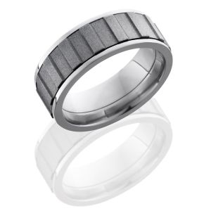 Lashbrook 8FGearspinner Sand-Satin Titanium Wedding Ring or Band