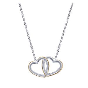 Gabriel Fashion Silver / 18 Karat Two-Tone Eternal Love Heart Necklace NK2718MYJJJ