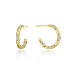 Tacori Diamond Hoop Earrings Pulse 20mm 18k FE818SY