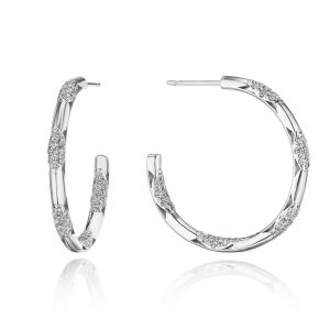 Tacori Diamond Hoop Earrings Pulse 34mm 18k FE820