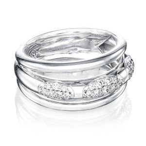 FR816 Tacori Crescent Eclipse 360° Stacked Diamond Ring 18 Karat Fine Jewelry