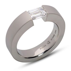 Kretchmer Platinum FS Emerald or Radiant Cut Stone Tension Set Ring