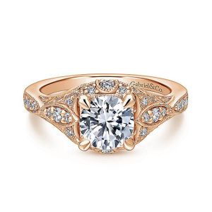 Gabriel 14 Karat Round Halo Engagement Ring ER12580R4K44JJ