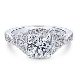 Gabriel 14 Karat Round Halo Engagement Ring ER12580R4W44JJ