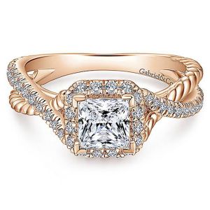 Gabriel 14 Karat Princess Cut Halo Engagement Ring ER12627S3K44JJ