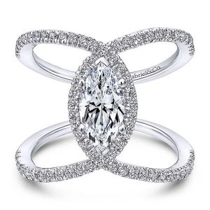 Gabriel Platinum Marquise Halo Engagement Ring ER12644M4PT4JJ