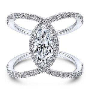 Gabriel 14 Karat Marquise Halo Engagement Ring ER12644M4W44JJ