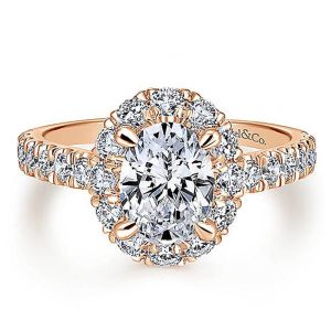 Gabriel 14 Karat Oval Halo Engagement Ring ER12647O4K44JJ