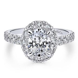 Gabriel 18 Karat Oval Halo Engagement Ring ER12647O4W84JJ