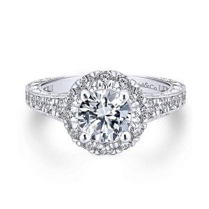 Gabriel 14 Karat Round Halo Engagement Ring ER12825R4W44JJ