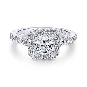 Gabriel 14 Karat Princess Cut Halo Engagement Ring ER12836S4W44JJ