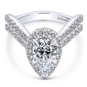 Gabriel 14 Karat Pear Shape Halo Engagement Ring ER13661P6W44JJ