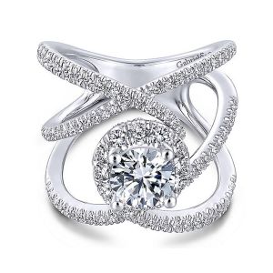 Gabriel 14 Karat Round Halo Engagement Ring ER13842R4W44JJ