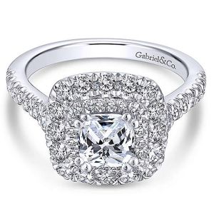 Gabriel 14 Karat Cushion Cut Halo Engagement Ring ER13861C4W44JJ