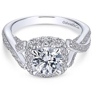 Gabriel 14 Karat Round Halo Engagement Ring ER13886R4W44JJ