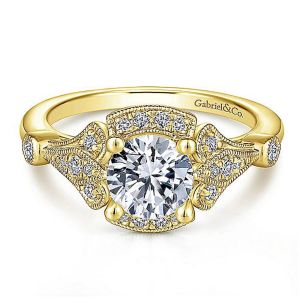 Gabriel 14 Karat Round Split Shank Engagement Ring ER14430R4Y44JJ