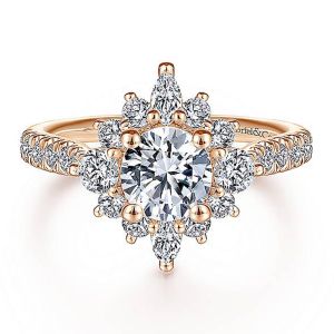 Gabriel 14 Karat Round Halo Engagement Ring ER14450R4K44JJ