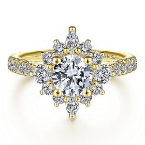 Gabriel 14 Karat Round Halo Engagement Ring ER14450R4Y44JJ