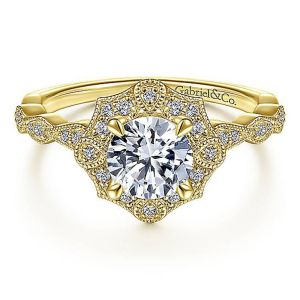 Gabriel 14 Karat Round Halo Engagement Ring ER14452R4Y44JJ