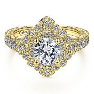 Gabriel 14 Karat Round Halo Engagement Ring ER14490R4Y44JJ