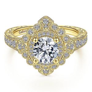 Gabriel 14 Karat Round Halo Engagement Ring ER14490R4Y44JJ