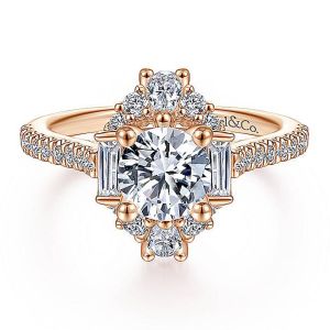 Gabriel 14 Karat Round Halo Engagement Ring ER14508R4K44JJ