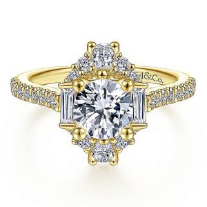 Gabriel 14 Karat Round Halo Engagement Ring ER14508R4Y44JJ