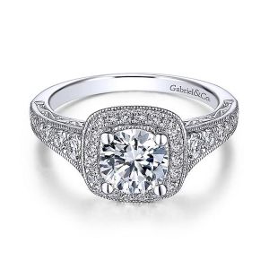 Gabriel Platinum Round Halo Engagement Ring ER7293PT4JJ