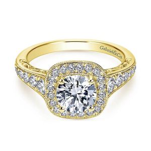 Gabriel 14 Karat Round Halo Engagement Ring ER7293Y44JJ