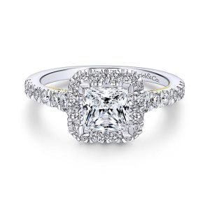 Gabriel 14k Yellow/white Princess Cut Halo Engagement Ring ER12836S4M44JJ