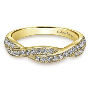 Gabriel 14 Karat Yellow Gold Curved Wedding Band WB10747Y44JJ