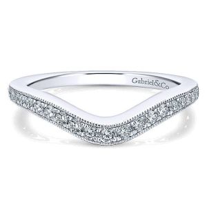 Gabriel 14 Karat White Gold Curved Wedding Band WB12580R4W44JJ