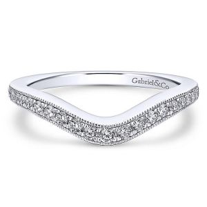 Gabriel 18 Karat White Gold Curved Wedding Band WB12580R4W84JJ