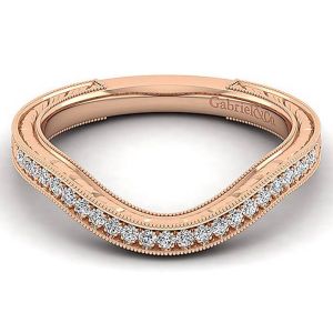 Gabriel 14 Karat Rose Gold Curved Wedding Band WB12581R4K44JJ
