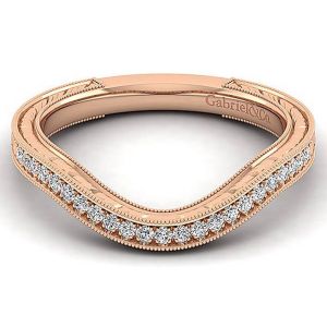 Gabriel 14 Karat Rose Gold Curved Wedding Band WB12581R4K44JJ