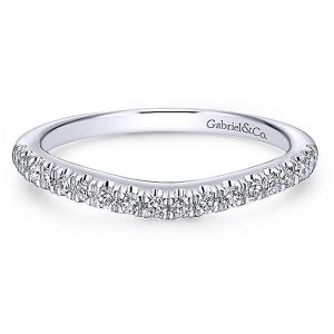 Gabriel 14 Karat White Gold Curved Wedding Band WB12623R4W44JJ