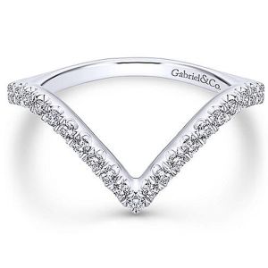 Gabriel 14 Karat White Gold Curved Wedding Band WB13661P6W44JJ
