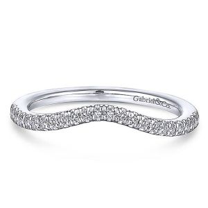 Gabriel 14 Karat White Gold Curved Wedding Band WB14411R4W44JJ