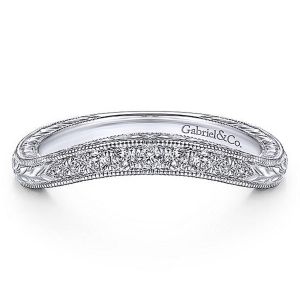 Gabriel 14 Karat White Gold Curved Wedding Band WB14482R4W44JJ