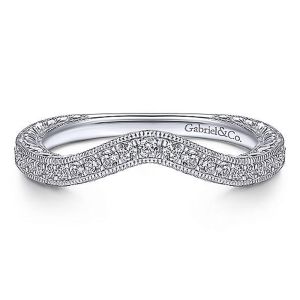 Gabriel 14 Karat White Gold Curved Wedding Band WB14490R4W44JJ