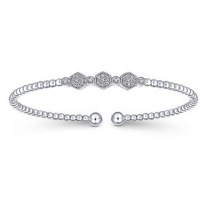 Gabriel Fashion 14 Karat Gold Beaded Open Hexagonal Diamond Cluster Bracelet BG4117W45JJ